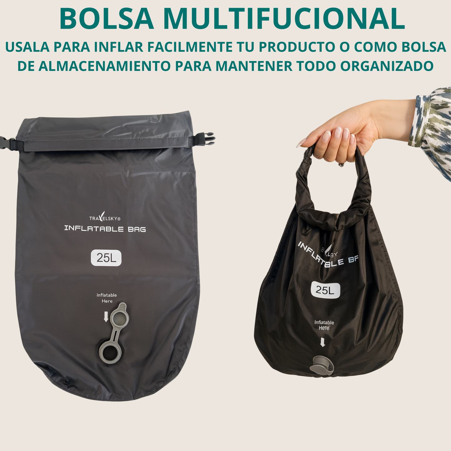 Travelsky® AirRest - Reposapiés Inflable Ajustable