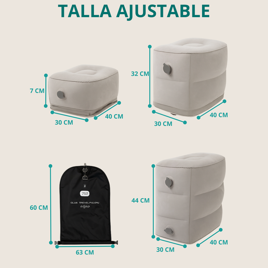 Travelsky® AirRest - Reposapiés Inflable Ajustable
