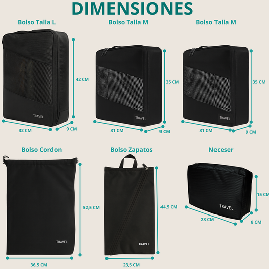 PackPro™ – Set Organizador de Equipaje de 6 Piezas con Compresión