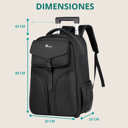Dimensiones de la mochila AirLock Roll™ de 48 × 32 × 23 cm, ideal como equipaje de cabina.