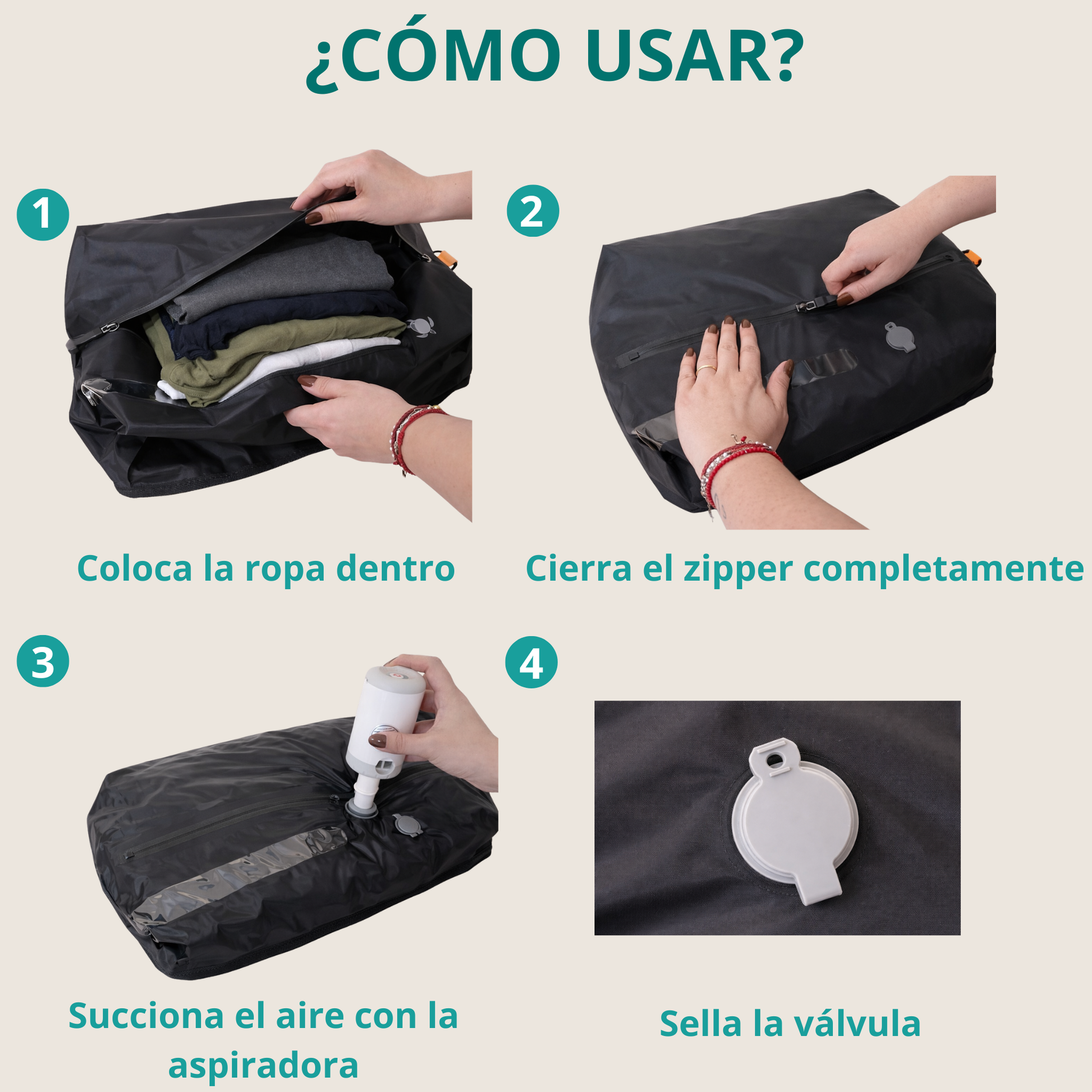 Cómo usar bolsa de compresión al vacío paso a paso