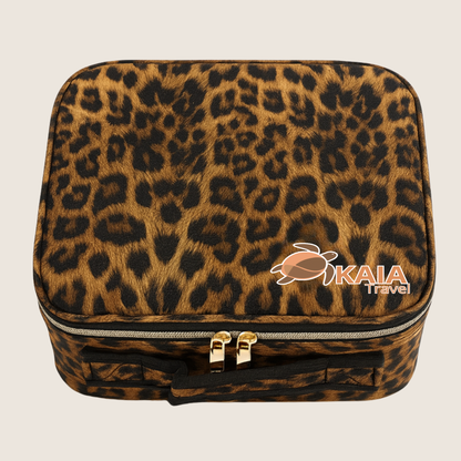 cosmetiquero con espejo led glowcase kaia travel frontal color animal print
