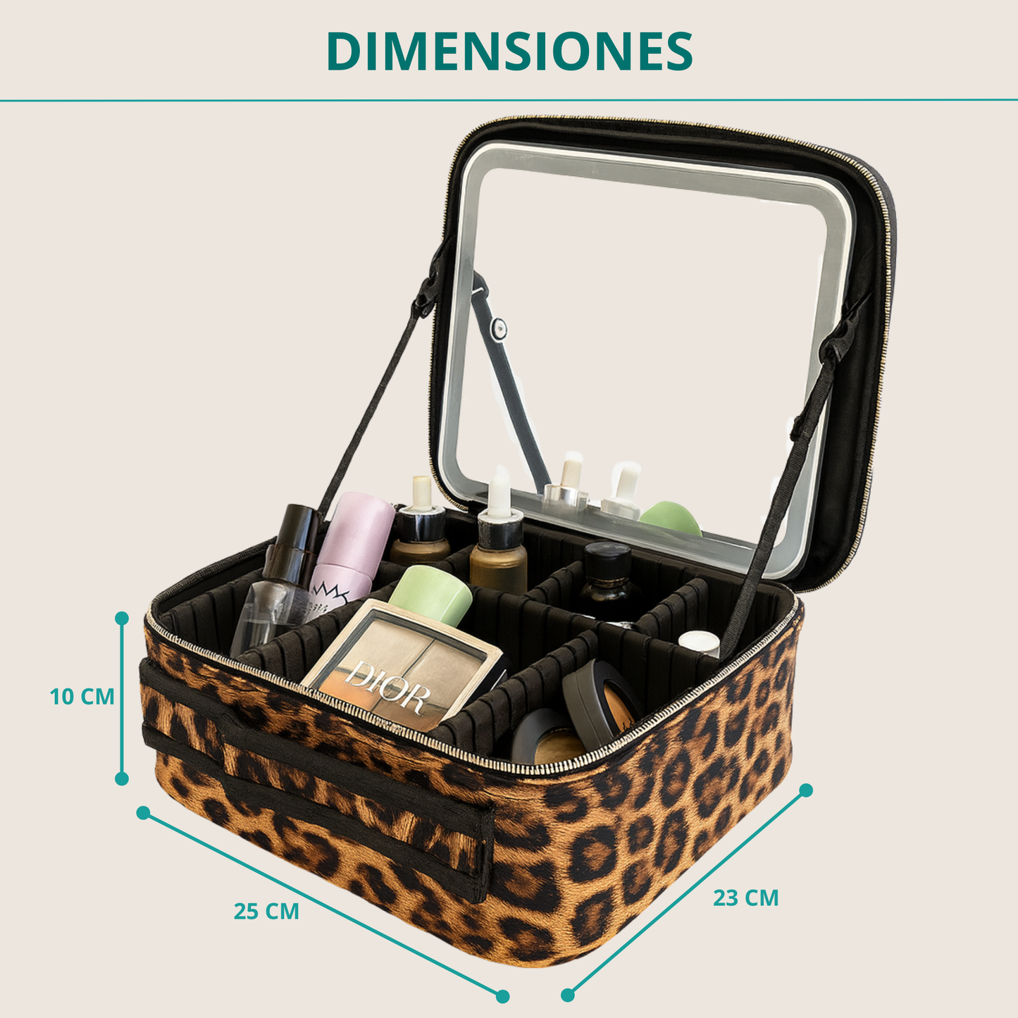 Dimensiones del cosmetiquero glowcase