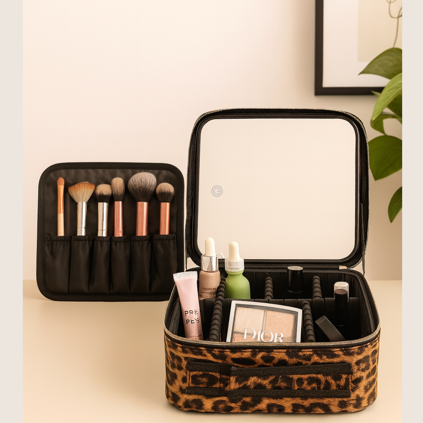 Cosmetiquero glowcase en uso en baño interior