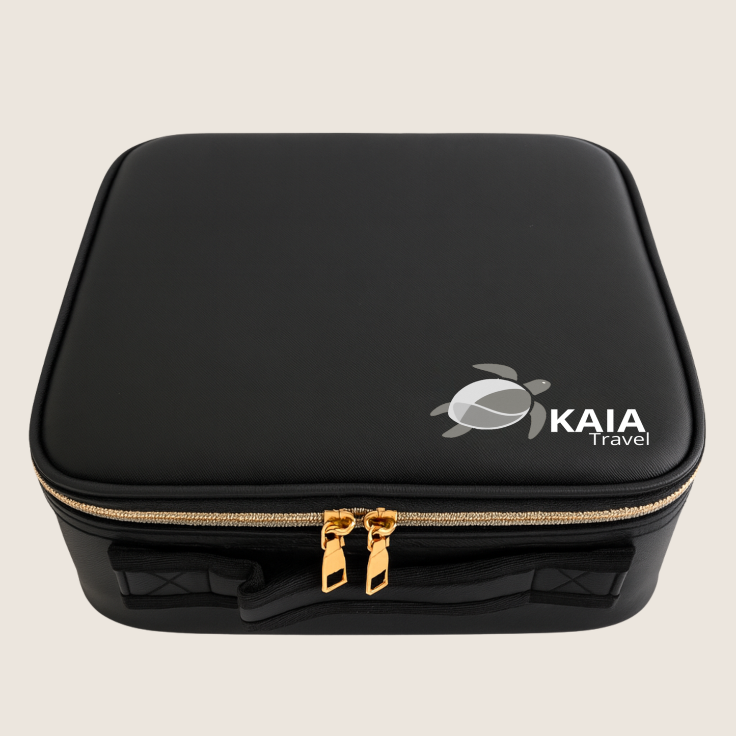cosmetiquero con espejo led glowcase kaia travel frontal color negro