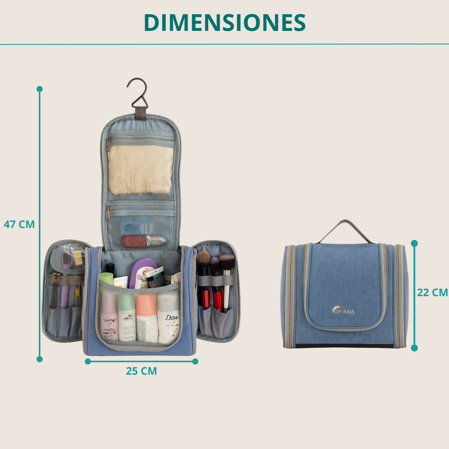 dimensiones del neceser de maquillaje colgante vanitygo
