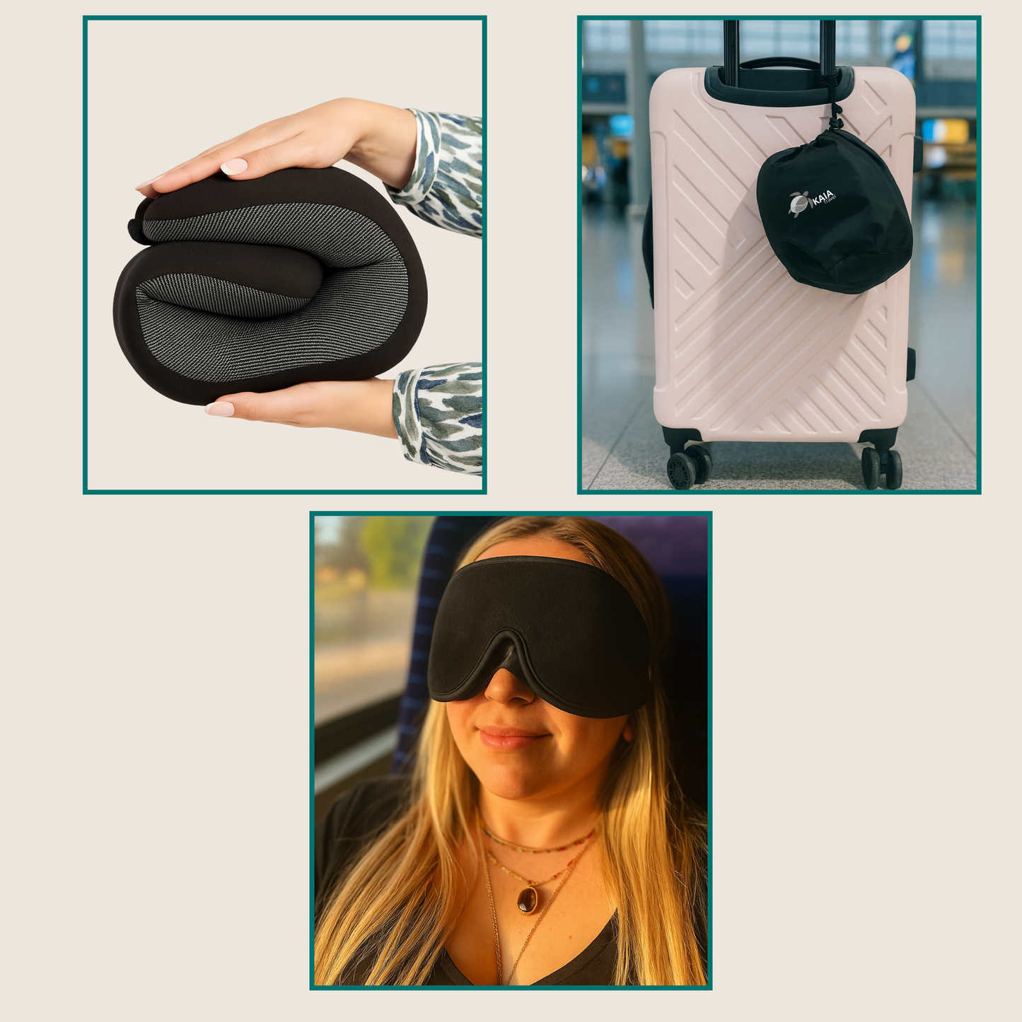 productos del pack descanso esencial en uso durante viaje