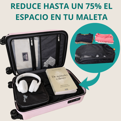 Reducción de espacio con bolsa de compresión al vacío