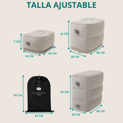 reposapies inflable airrest con dimensiones y altura ajustable