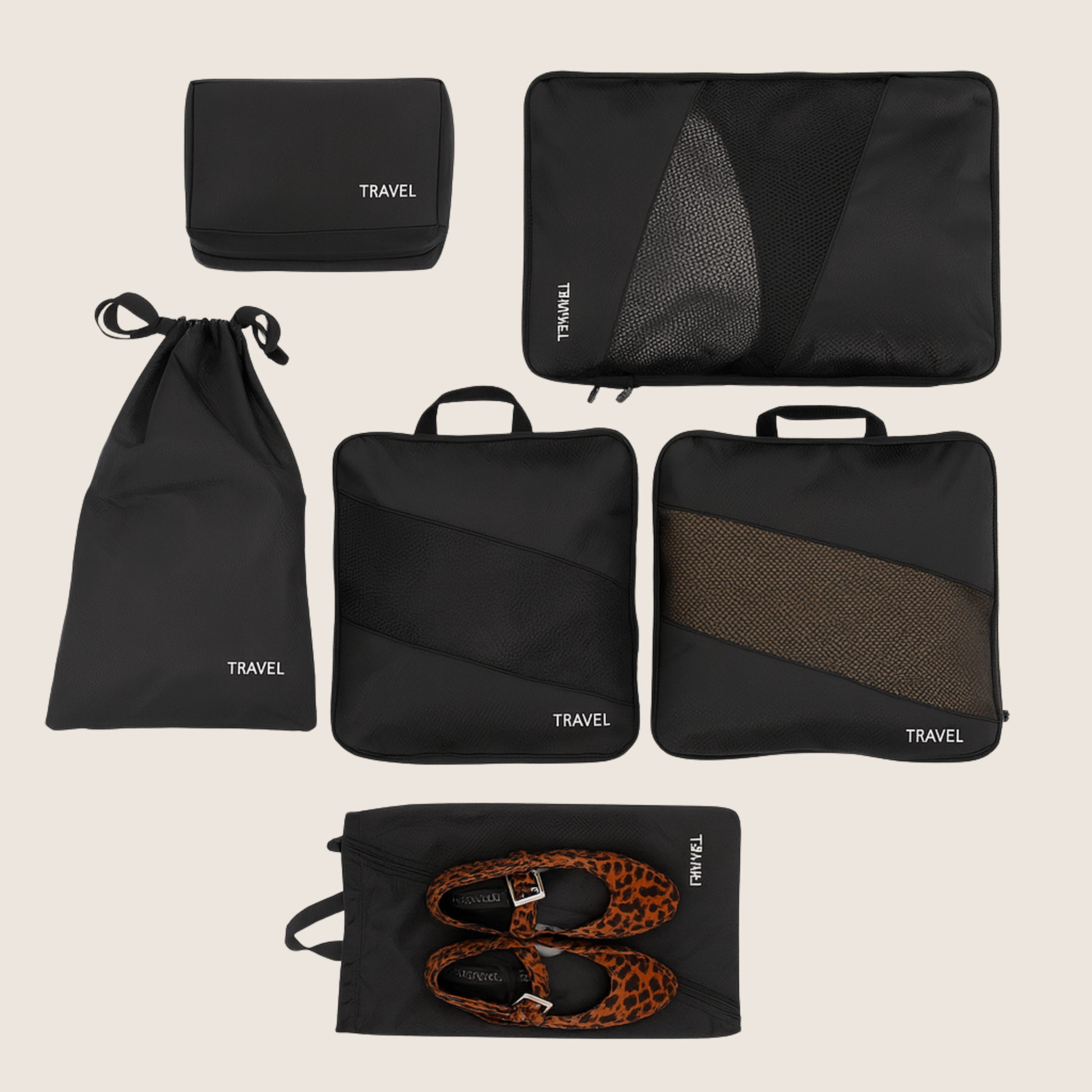 set organizador de equipaje con compresion packpro kaia travel color negro
