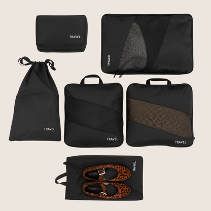 set organizador de equipaje con compresion packpro kaia travel color negro